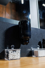 A modern dressing room for people to change before training. Dressing room in the gym