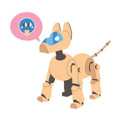 Metal Dog Robot Machine with Limbs and Friendly Emotion Vector Illustration