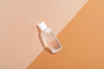 small bottle of micellar water, close-up
