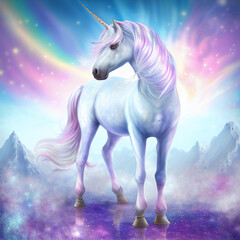 Fototapeta na wymiar Unicorn on dreamy background
