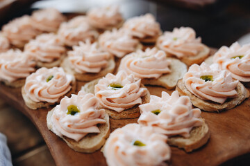 Beautifully decorated catering snacks and appetizers