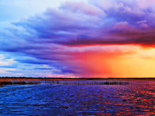 A storm is coming (prestorm environment). A cloud front (cloud arc) on increase of wind (gale-force...
