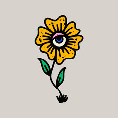 Retro Vintage Flower with Eye Design