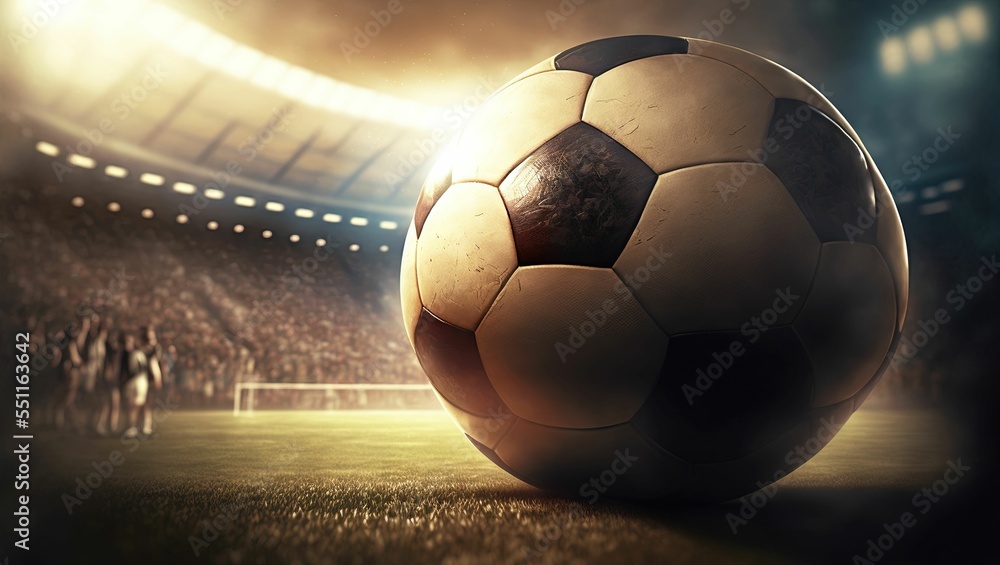 Sticker Illustration of a soccer ball in a stadium - perfect for background