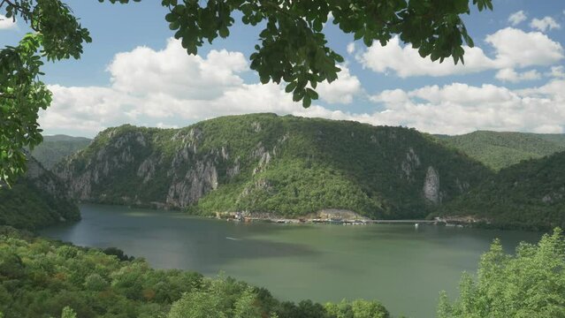 The spectacular landscape of Danube river Cauldrons gorge in Romania