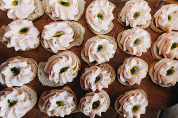 Beautifully decorated catering snacks and appetizers