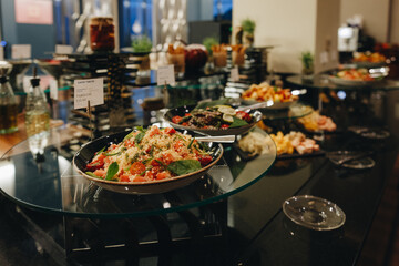 Beautifully decorated catering snacks and appetizers