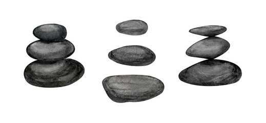 Watercolor hand painted sea stones. Can be used as background for web pages wedding invitations, greeting cards, postcards, patterns, prints, package design, textile design and so on.