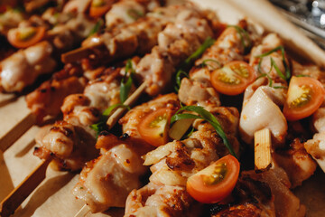 Beautifully decorated catering snacks and appetizers