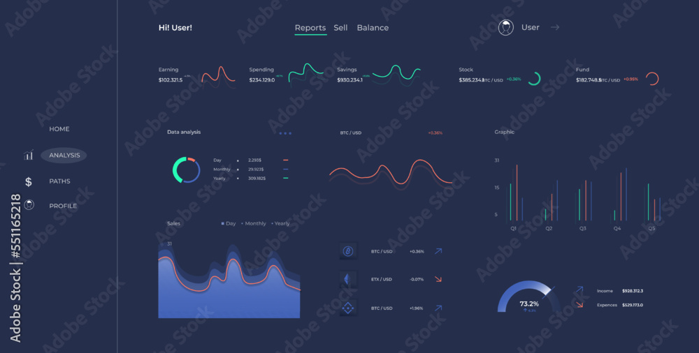 Poster data analyst consolidating financial information and reports on computer. financial data management,