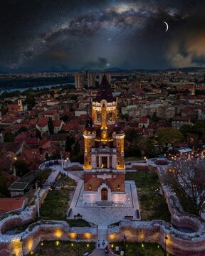 Gardos Tower (Millennium) or Kula Sibinjanin Janka, a memorial tower. Zemun, Belgrade, Serbia
