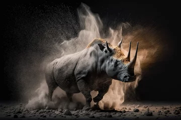 Foto op Plexiglas rhino in the wild exploding sand © Jane