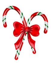 Realistic christmas candy cane isolated on dark background, hand drawn.