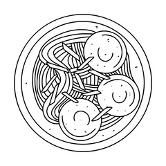 Indonesian traditional meetballs with noodles. One of popular Indonesian food in hand drawn doodle style.