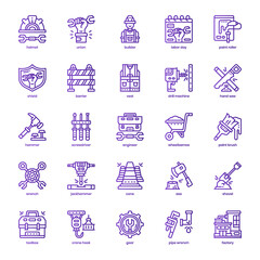 Labour Day icon pack for your website design, logo, app, and user interface. Labour Day icon basic line gradient design. Vector graphics illustration and editable stroke.