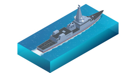 Isometric Type 26 frigate, Naval Ship, frigate for the United Kingdom's Royal Navy, with variants also being built for the Australian and Canadian navies © Golden Sikorka