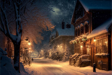 snowy streets christmas vibes