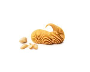 peanut paste with peanuts on a white background