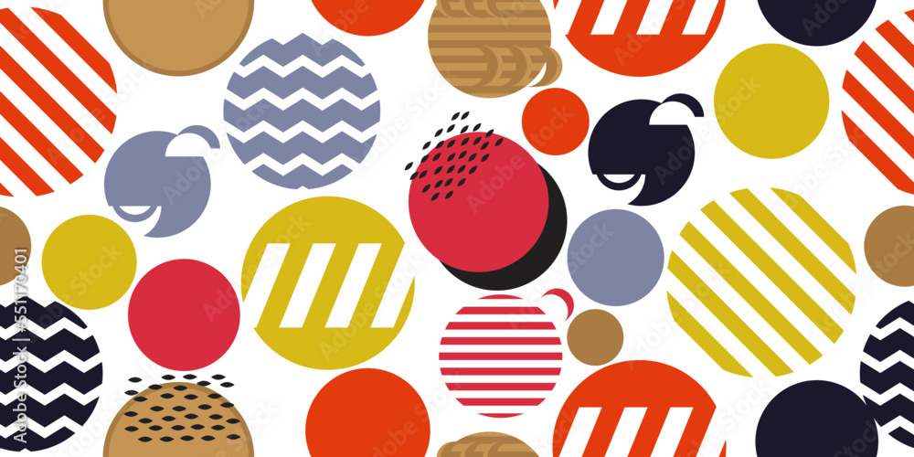 Poster colored and abstract circles. striped circles, suitable for textile or wallpaper. seamless pattern f