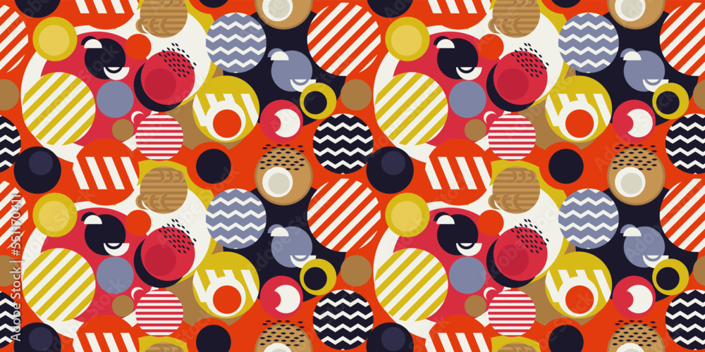 Poster Abstract circle shapes. Striped circles, suitable for textile or wallpaper. Seamless pattern for interior design and stylish print.