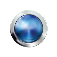 Circle realistic glossy blue button. Vector illustration Eps10.