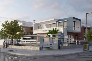 3d render of luxury house exterior view