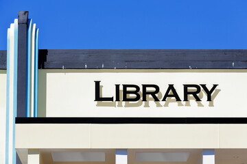 Art Deco flat parapet of the nowadays town library-former Electricity Board building. Innisfail-Australia-304