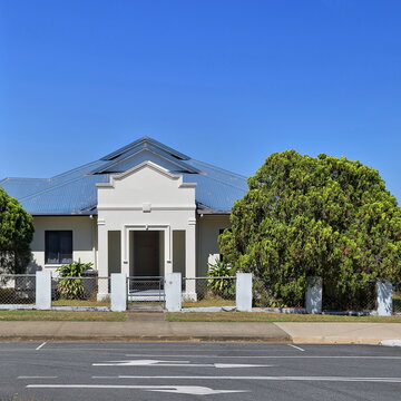 Art Deco facade of former hospitar building on Rankin Street. Innisfail-Australia-304
