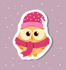 Vector owl sticker design for nursery