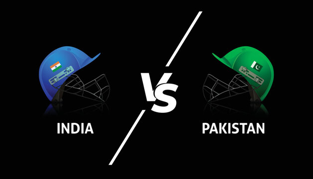 India and Pakistan Illustration. IND vs PAK vector illustration for international cricket match tournaments. Pak vs Ind
