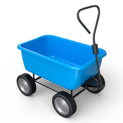 Garden wheelbarrow isolated on white background. Handcart with wheel.