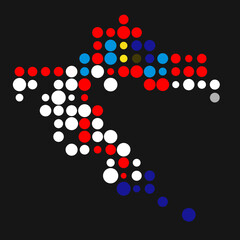 Croatia Silhouette Pixelated pattern map illustration