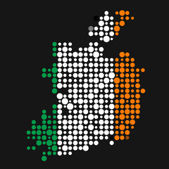 Ireland Silhouette Pixelated pattern map illustration