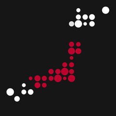 Japan Silhouette Pixelated pattern map illustration