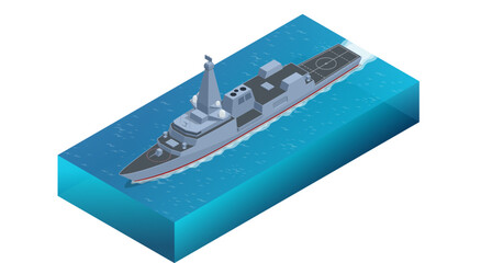 Isometric Type 26 frigate, Naval Ship, frigate for the United Kingdom's Royal Navy, with variants also being built for the Australian and Canadian navies - obrazy, fototapety, plakaty