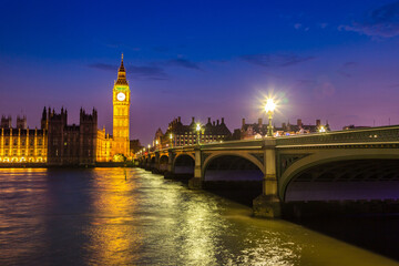 Obraz premium Big Ben, Parliament, Westminster bridge in London