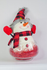 Snow man with happy face