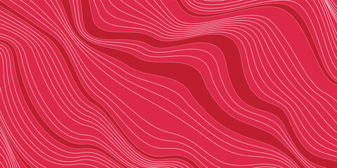 Trendy line art background in viva magenta color. Minimalistic abstract striped texture. Modern vector illustration.