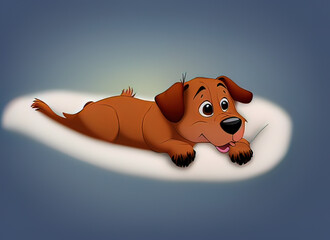 classic animated style,Portrait of sleeping Jack Russell dog on the sofa / a dog is hiding under a blanket on a couch