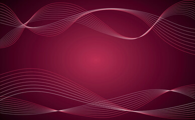 Abstract wave element for design. Digital frequency track equalizer. Curved wavy line, smooth stripe. Viva Magenta color trendy 2023. Rich pink color, raspberry color. Viva Magenta color background