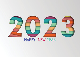 2023 happy new year.Paper cut 2023 word for new year festival.card,happy,Vector concept luxury designs and new year celebration.