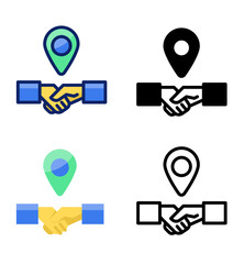 Meeting place. pointer and location icons. vector