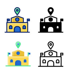 Government building. pointer and location icons. vector