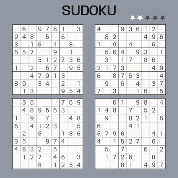 Set of Vector Sudoku puzzles. Easy level. 