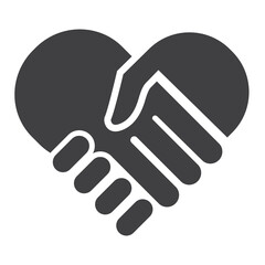 Obraz premium Hand palm care love icon, handshake Heart symbol. Vector illustration