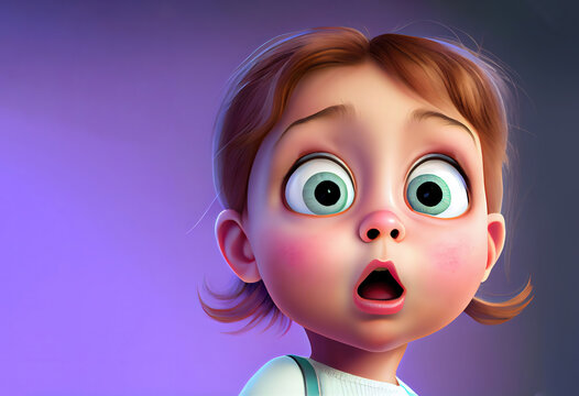 surprised or shocked cute little baby amazed of surprise in cartoon style