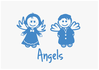 Kids as angels, simple vector illustration
