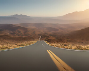 a winding road in the desert with mountains in the background