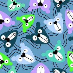 Cartoon toys animals seamless fluffy bears pattern for wrapping paper and fabrics and kids clothes print