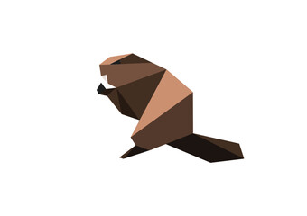 Beaver polygonal vector illustration, flat design © Milos